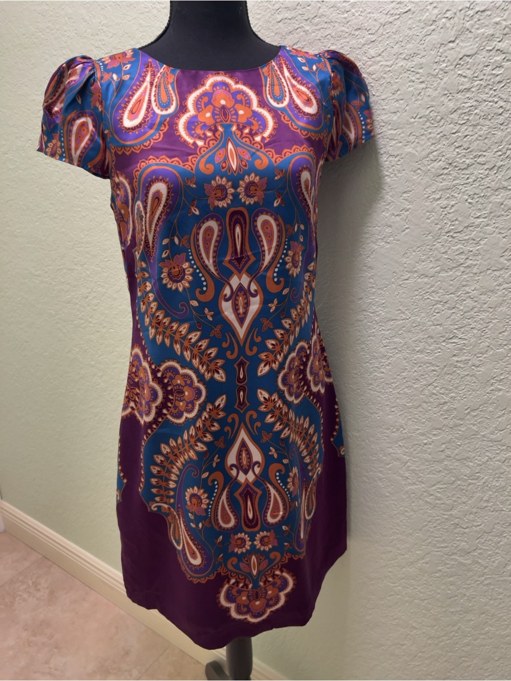 Banana Republic Purple & Teal Paisley Silk Dress